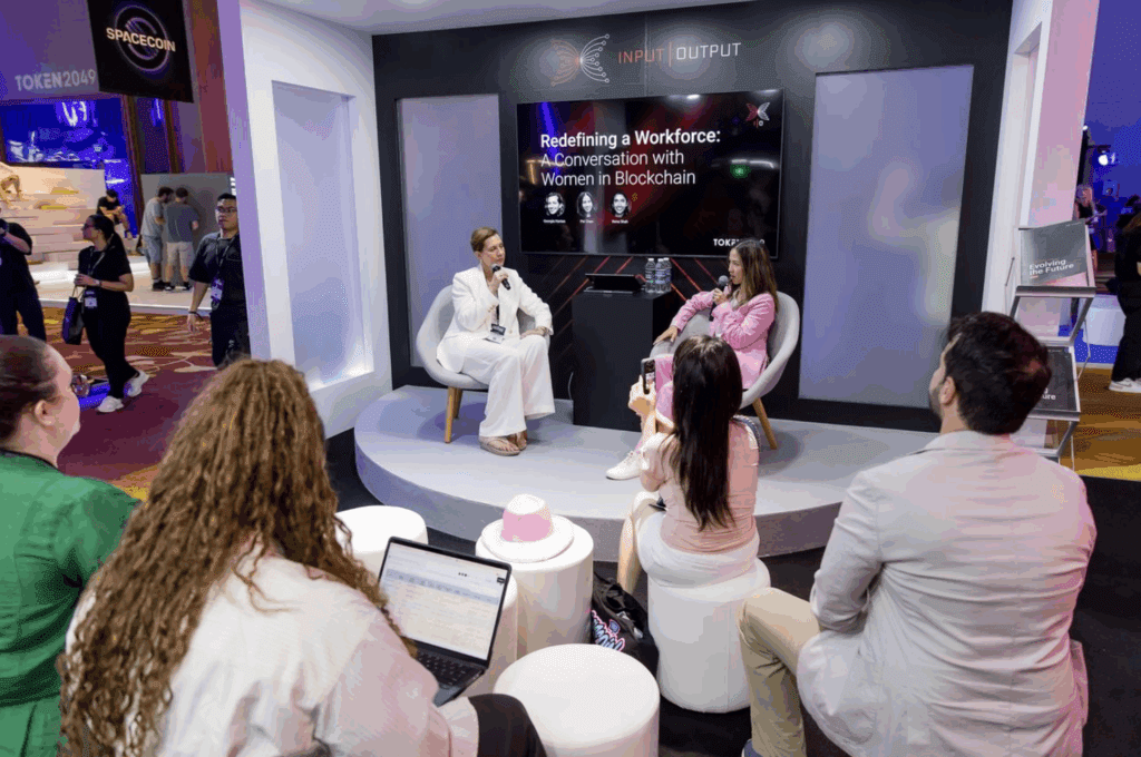 Expo stand build at Token2049 featuring interactive product demos and live content.